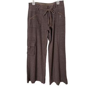 Sitwell Wide-Leg Pants Brown Size 8 Cargo Style Tie Waist Stretch